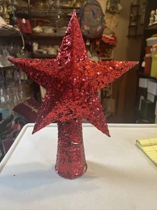 Star Ornament 13” Tall Red Glitter Christmas Topper - Picture 1 of 13