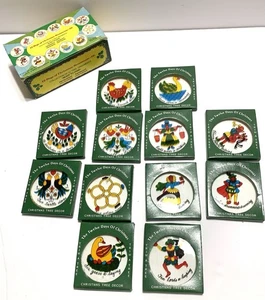 Vintage 12 Days of Christmas Ornaments Set handbemalt transluzent Hongkong - Bild 1 von 12