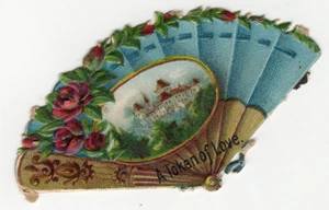 A Token Of Love Landscape & Roses On Fan Embossed Victorian Die Cut Extra Small - Picture 1 of 2