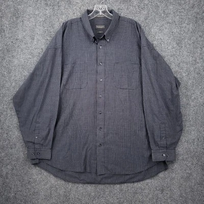 Van Heusen Button Down Shirt Mens 2XLT Tall Blue Wrinkle Free Long Sleeve Plaid - Image 1 of 4