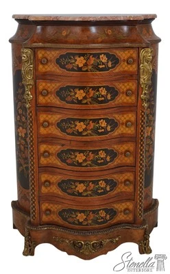 L68878: French Marble Top Inlaid Bronze Mounted Chest - Image 1 of 4
