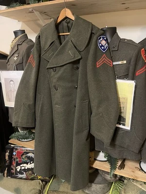 WWII USMC Marine Corps Overcoat Trenchcoat Named Patched - Image 1 of 4