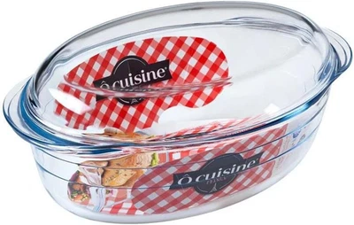 Ôcuisine 7541467 Oval in Vetro Borosilicato Forno 3L, Silicone, Trasparente, 3 L - Immagine 1 di 4