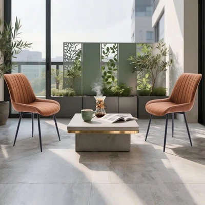 Conjunto de 2 cadeiras de jantar modernas de couro sintético, cadeira de cozinha estofada com perna de metal - Imagem 1 de 4