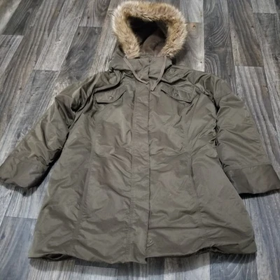 Chaqueta antigua azul marino para mujer grande verde con capucha forrada de piel sintética abrigo parka aislante Foto 1 de 4