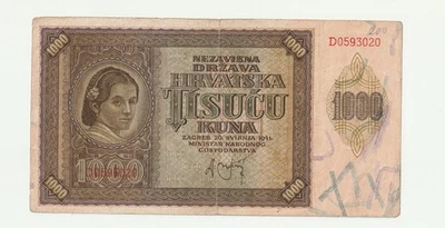 1941 CROATIA  1000 KUNA - Image 1 of 2