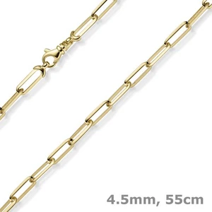 4,5mm Armband Paper-Clip Kette Halskette Collier 585 Gold Gelbgold massiv 55cm - Bild 1 von 6