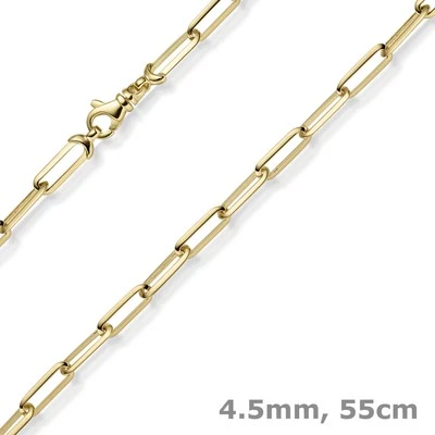4,5mm Armband Paper-Clip Kette Halskette Collier 585 Gold Gelbgold massiv 55cm - Bild 1 von 4