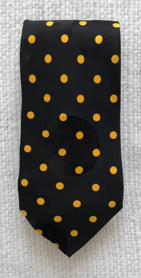 Brioni Black Yellow Polka Dot Tie Neck Tie 100% Silk Made in Italy - Image 1 of 4
