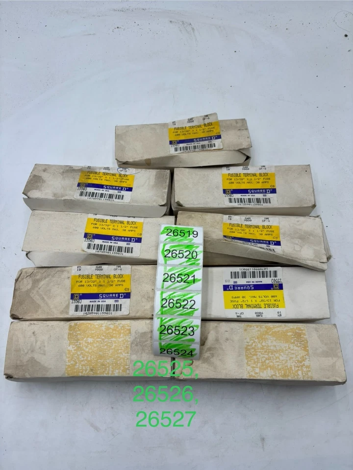 Square D 9080 GF-6 Fusible Terminal Block 600 Volt Pack of 10 1 Per Order - Image 1 of 4