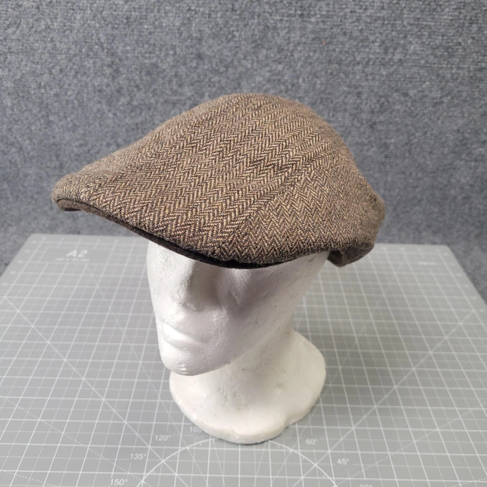 Gorra Stetson Cabbie Para Hombres Grande Marrón Espiga Tweed Lana Hiedra Sombrero Plano Foto 1 de 4