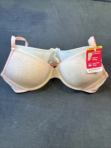 Paquete de 2 Nuevo Sujetador Hanes MHH126 38/2XL Estampado Melocotón Y Acolchado Blanco Con Aros - Imagen 1 de 12