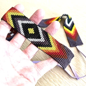 Navajo Perlen Hutband braun 1 Zoll breit Handarbeit Band für Cowboyhut USA Ureinwohner - Bild 1 von 3