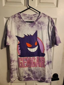 Pokemon NWOT Adult T-Shirt, L - Giant Gengar Image over Name Tie Dye Purple - Picture 1 of 3