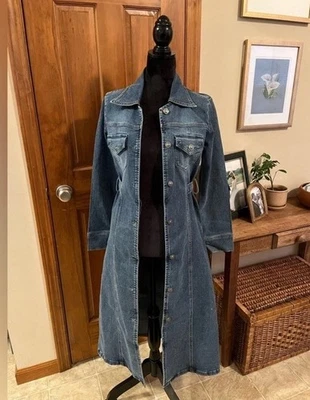 Vestido Jaqueta Longa Vintage Y2K Younique Jeans Jeans Azul Tamanho Pequeno - Imagem 1 de 4