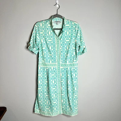 Vestido Elizabeth McKay Bambú Estampado Geométrico Nylon Spandex Botón Frontal Cambio M Foto 1 de 4