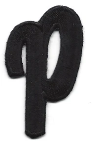 LETTERE SCRIPT - Scritta nera 2" lettera "P" - ferro su applique ricamata - Foto 1 di 1