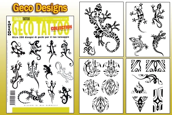WORLDWIDE TATTOO SUPPLY GECO GECKO Tattoo Flash Design Book 64-Pages Cursive Writing Art Supply