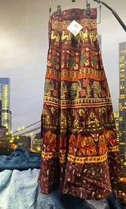 Womens Boho Floral Exotic Long Maxi Skirt Ladies High Waist Beach Holiday Size L - Picture 1 of 12