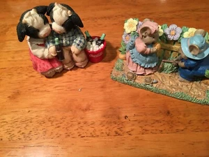 Cow couple figurine, mouse couple figurine, lot of 2 - Picture 1 of 3
