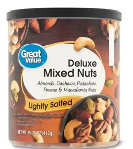 Great Value Lightly Salted, Deluxe Mixed Nuts, 15.25 oz [ FREE & FAST SHIPPING] - Picture 1 of 5