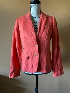J. Crew Schoolboy Coral Button Front Long Sleeve Blazer Jacket Size 4 - Picture 1 of 6
