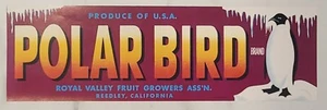 LABEL Polar Bird California Grapes Reedley Penguin - Picture 1 of 1