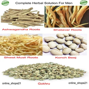Safed Musli Shatavar Ashwagandha Konch Beej Gokhru Complete Solution For Men - Picture 1 of 3