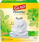 Glad ForceFlex  Trash Bags, 13 Gal, Gain Original with Febreze, 110ct