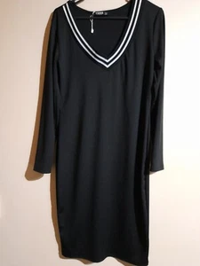 YOINS UK PENCIL DRESS SIZE L/12 BLACK V-NECKLINE LONG SLEEVE MIDI - Picture 1 of 8