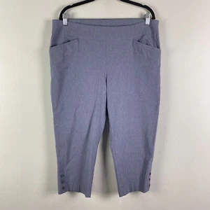 Chicos Perfect Stretch Pull On Capri Pants Size 3 US XL Slate Blue Pockets - Picture 1 of 12