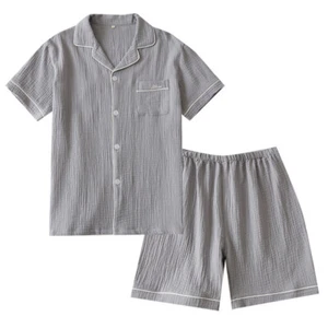 1 Set Summer Pajamas Male Sleepwear Short Sleeve Lounge Night Wear Set (Size M) - Picture 1 of 12