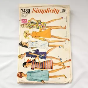 Vintage Simplicity Sewing Pattern 7430 Size 11 Junior Petite Bust 34 1960s Dress - Picture 1 of 5