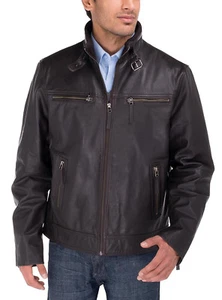 Luciano Natazzi Mens Quality Cowhide PDM Leather Moto Jacket Heritage - Picture 1 of 3