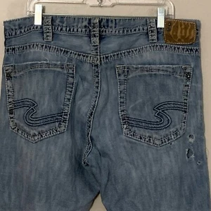 Jeans Silver Grayson 40x30 Real Thrashed Destroyed Uomo Blu Z1 - Foto 1 di 10
