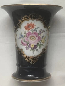 Große Trompeten Vase Kobaltblau MEISSEN Bunte Blume 1.Wahl - Bild 1 von 2