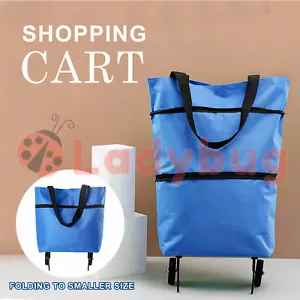 Women Foldable Shopping Cart Bag Portable Shopping Trolley Bag With Wheels - Picture 1 of 8