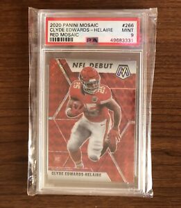 2020 Panini Mosaic Clyde Edwards-Helaire Red Mosaic RC Rookie #266 PSA 9