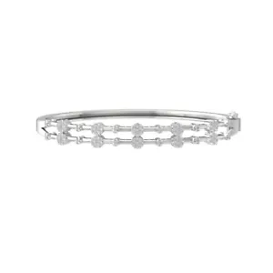 10k White Gold Lab Grown Diamond Composite Bangle Bracelet 7" For Women - Picture 1 of 5