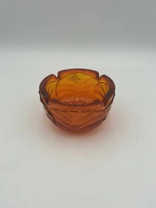 Viking Glass Epic Leaf Ashtray Persimmon Orange Original Sticker - Picture 1 of 6