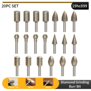 20Pc Diamond Grinding Head 3mm Shank Wheel Dremel Burr Bit Rotary Tool For Drill - Picture 1 of 7