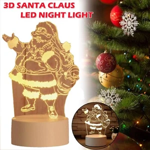 Christmas Santa 3D LED Night Light USB Powered Table Lamp Xmas Home Decor Gift - Picture 1 of 10