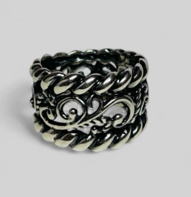 Anillo Carolyn Pollack Plata Esterlina 925 Filigrana Cúpula Banda Talla 5 Foto 1 de 4