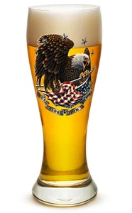 EAGLE- "THESE COLOR DON'T RUN"- LARGE PILSNER BEER GLASS - Picture 1 of 1
