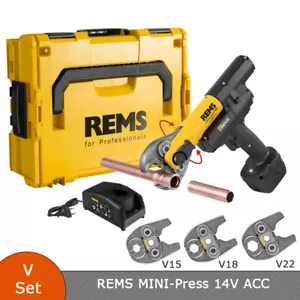 REMS Mini-Press 14 V ACC Set mit 3 Pressbacken V 15+18+22 L-Boxx 578044 R220 - Bild 1 von 5