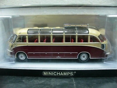 WOW EXTREMELY RARE Setra S8 Bus Panorama 1953 Beige/Red 1:43 Minichamps-Man/F8 - Image 1 of 2