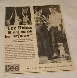 1954 LEE RIDERS blue jeans ad ~ Webster Groves, Missouri basketball - Picture 1 of 1