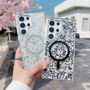 Magsafe Hülle für Samsung S24 S25 Ultra S23 A16 A15 A25 A35 Glitter Silikonhülle - Picture 1 of 18