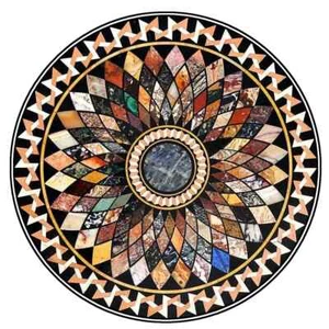 36" Multicolor Marble Mosaic Tabletop – Handcrafted Round Inlay Stone - Picture 1 of 11