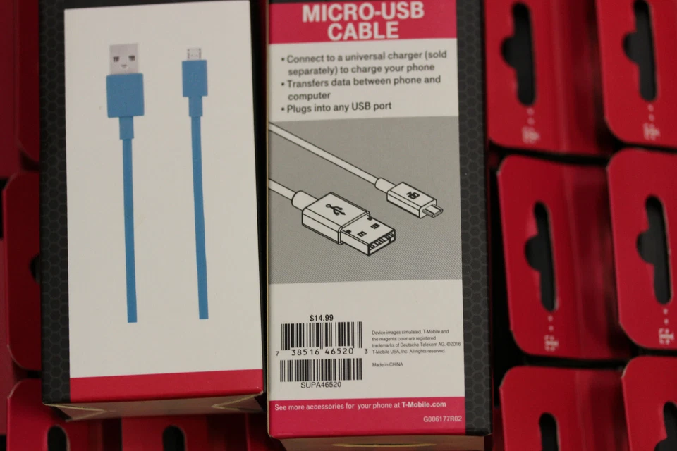 OEM T-Mobile 4ft Blue Micro USB Charge Cable
